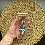 Glass cup with Palestine map - handmade