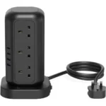 Powerology 12 AC Sockets GaN Tower Hub - Black
