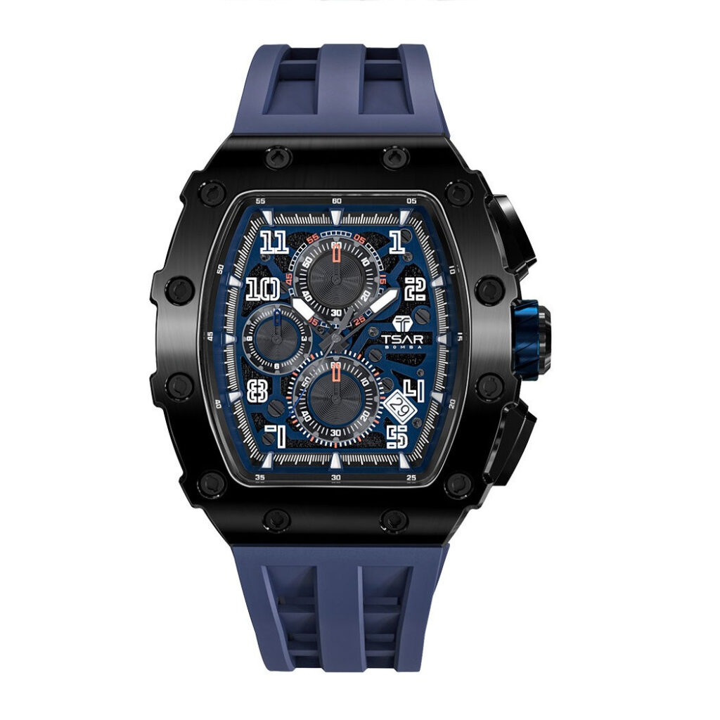 Quartz Waterproof Watch Black/Blue