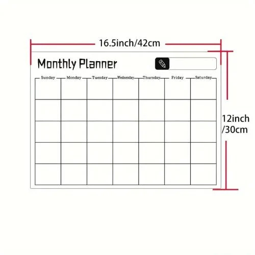 HIVILLEXUN - Magnetic Dry Erase Monthly Calendar for Fridge with PET Film (30.48x41.91cm)