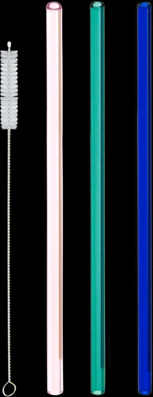 AVCI  HOME MAKER  240MM BSC. GLASS STRAW 3PCS ST