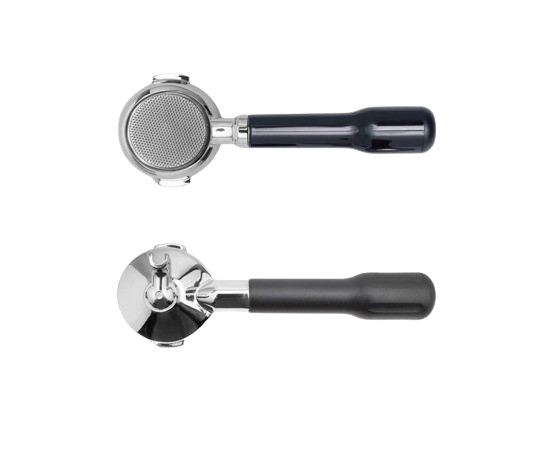 LELIT57 BOTTOMLESS FILTERHOLDER FOR VIP WITH BROWN HANDLE AND 2 DOSES PLUS