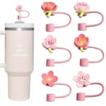 ٦ قطع كفر ورود شطاف ستانلي6-Piece Stanley Straw Covers with Floral Design