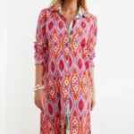 Orange Ethnic Printed Long Voile Kimono