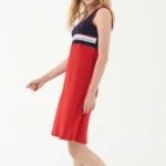 Casual polo dress red with sleeveless