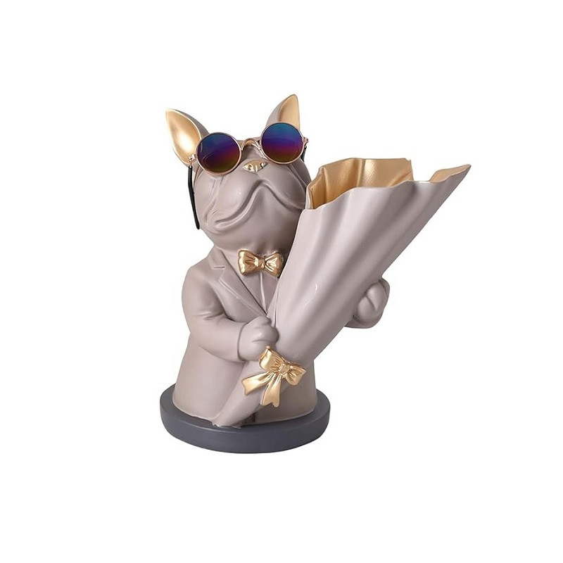 French Bulldog Vase (Gray)