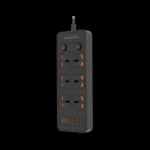 Porodo Blue 6 AC - Dual Switch Power Strip - Black