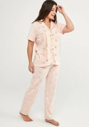 Be Cosy PJ set in light orange with print