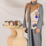 Boys’ Vest in Beige Linen and Leather