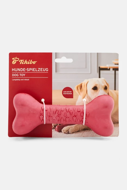 natural rubber bone dog toy/red