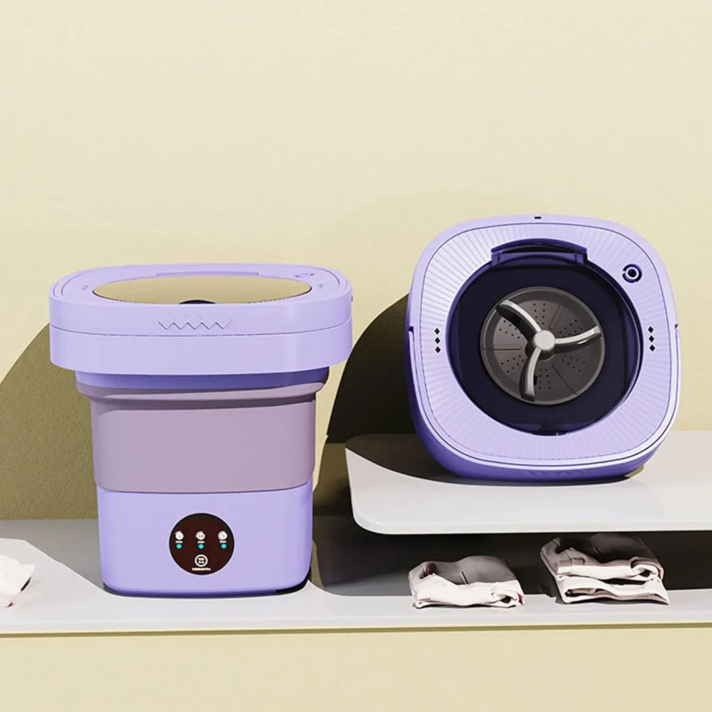 6.5L Washing Machine Folding Portable Automatic Deep Cleaning Wash and Spin Dry Washer with Water Tube 100‑240V (US Plug 100‑240V)