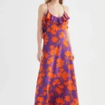Floral Printed Ruffle Viscose Beach Dress