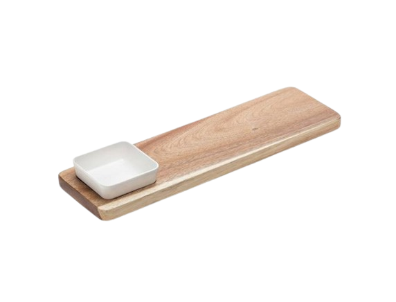 LEONE ACACIA BAMBOO WOODEN TRAY W/ BOWL