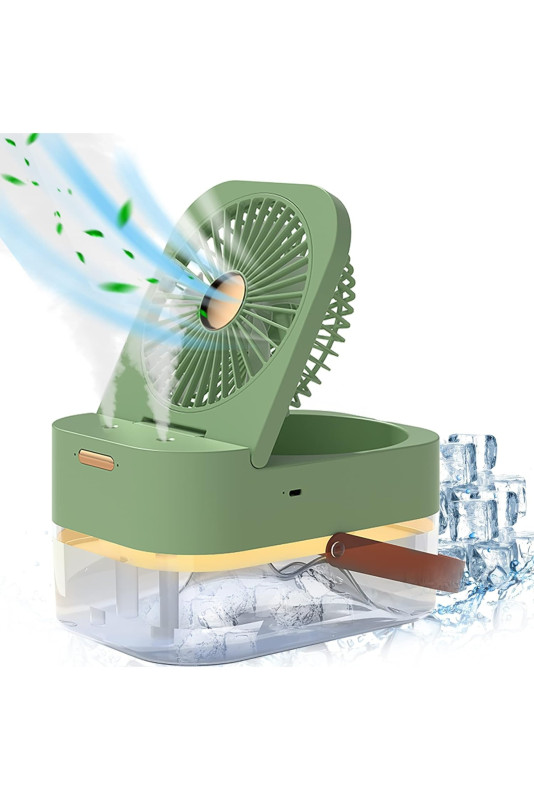 3-Speed Rechargeable Air Conditioner Fan with Dual Humidification Spray and Night Light