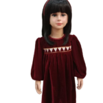 Kids maroon velvet  dress for National Day ( with patch logo)