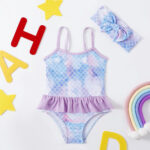 Baby Mermaid Swimsuit with Head Piece 90cm (12-24Months)