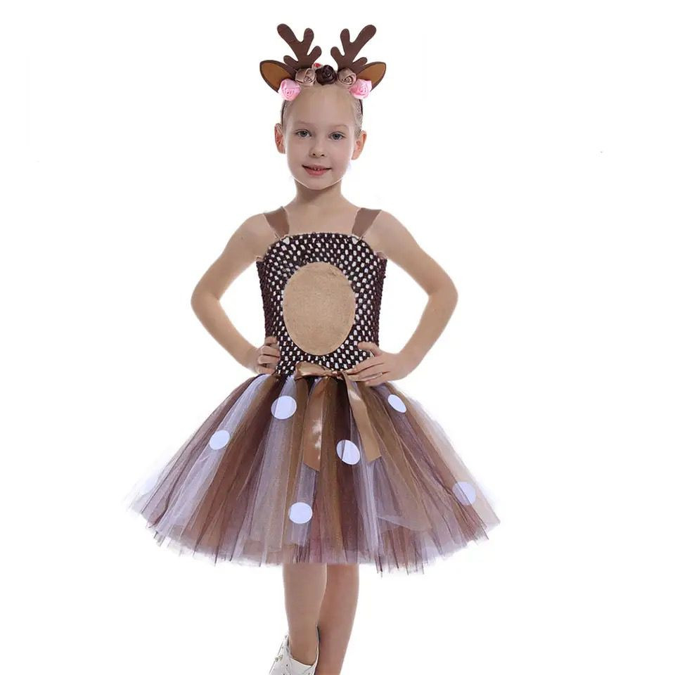 Elk Deer Tutu Dress with Headband