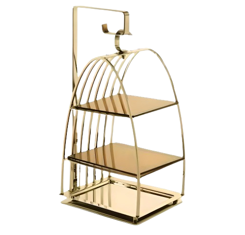 HADI STAINLESS STEEL BIRD CAGE STAND 48 H CM - GOLD