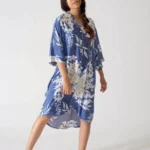 Be Cosy oversized nightdress in dark blue and white floral print