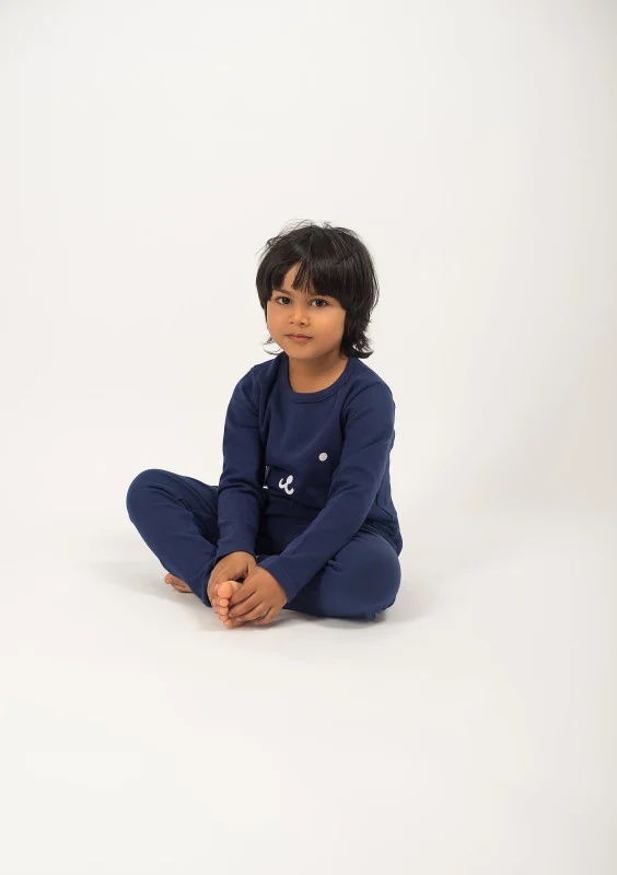 Be Cosy kid's PJ set bear face in dark blue