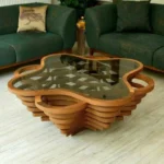 Beautifully decorated service center tables made of solid wood and glass
