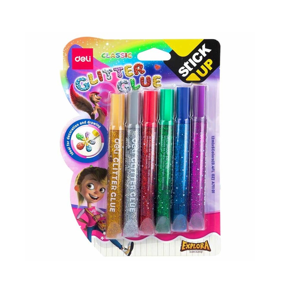 Deli Glitter Glue 12ml 6Pc 1Pck
