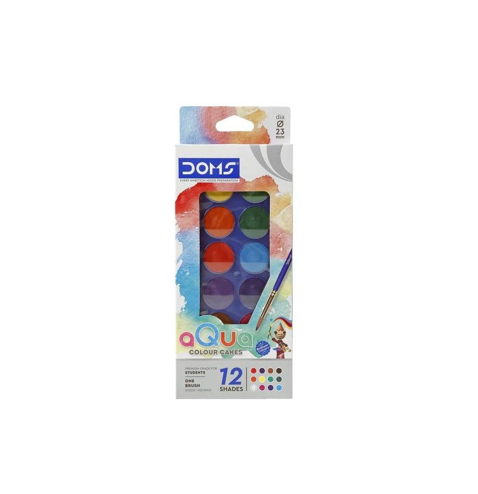 Doms Water Colour Cakes 23mm 12 Shades 1Pck