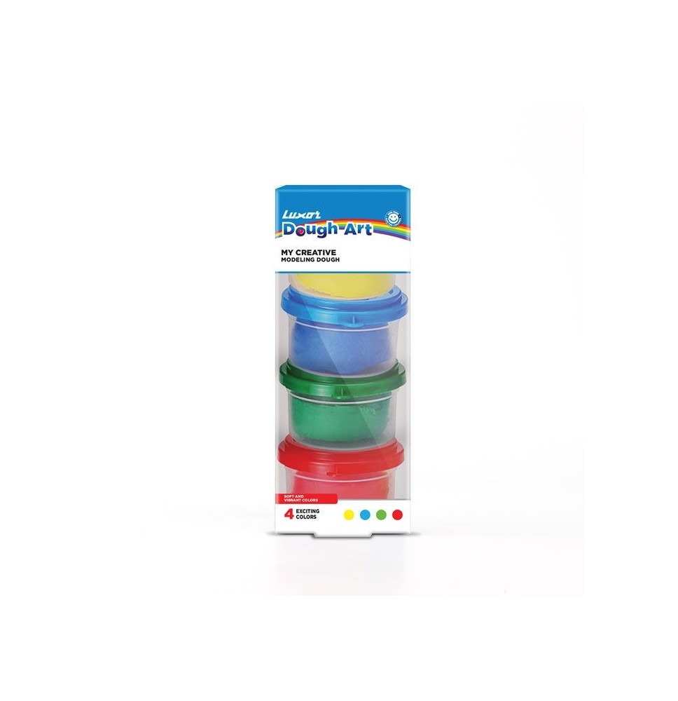 Luxor Dough Art Modelling Dough 4x50G+Knife & Roller 1Box