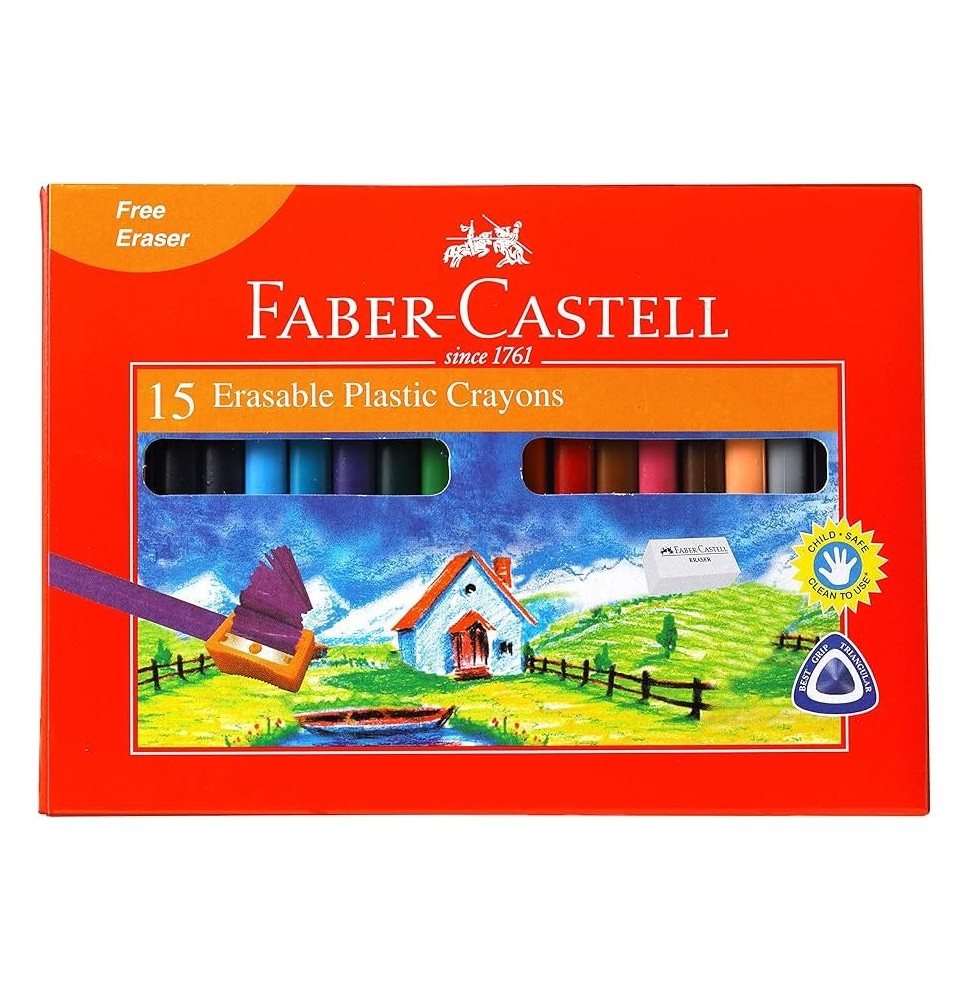 Faber-Castell 15 Erasable Plastic Crayons