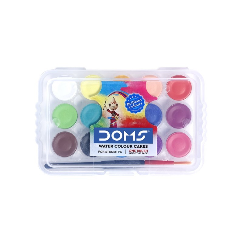 Doms Water Colour Cakes 15 Shades 15Mm With 1 Brush