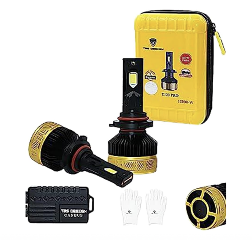 Toby's New T120 PRO 2023 Upgraded 9005/HB3 LED Headlight Bulbs High Beam,12000LM Super Bright, Headlights Conversion Kit 6500K Xenon White, Halogen Replacement with Fan,Pack of 2