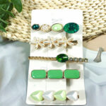 Hairpin Clip Green-Black-Pink-White (1Bar)