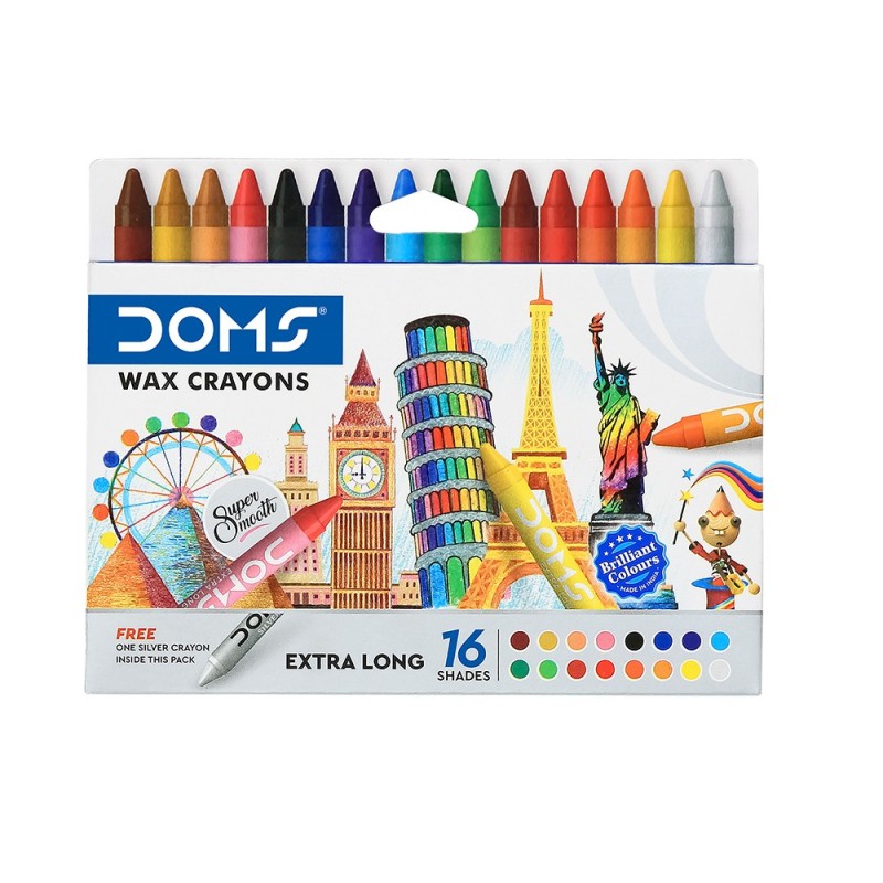Doms Extralong Wax Crayons 16 Shades 1Pck