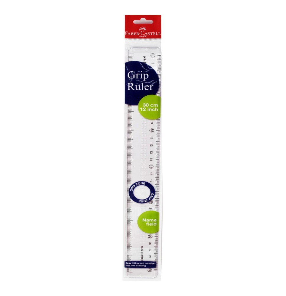 Faber-Castell Grip Ruler 30Cm 12 Inch Clear