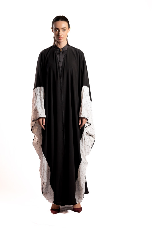 Ebony Flutter Puzzle Abaya
