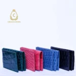 A luxurious wallet handcrafted from high-quality natural crocodile leather