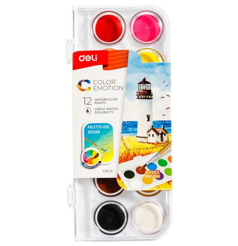 Deli Color Emotion Water Color 12 Cake 1Pck