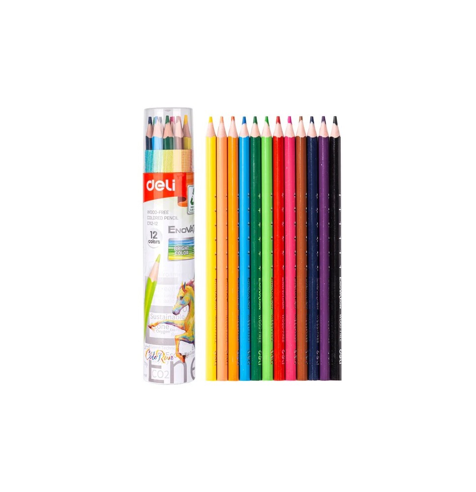 Deli Enovation Color Pencil Tin 12Pc 1Pck