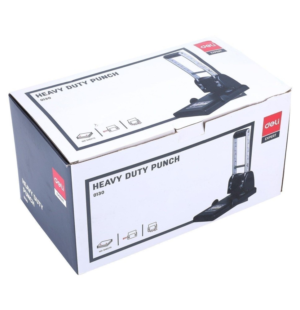 Deli Heavy Duty Punch 100 Sheets Black 1Pck