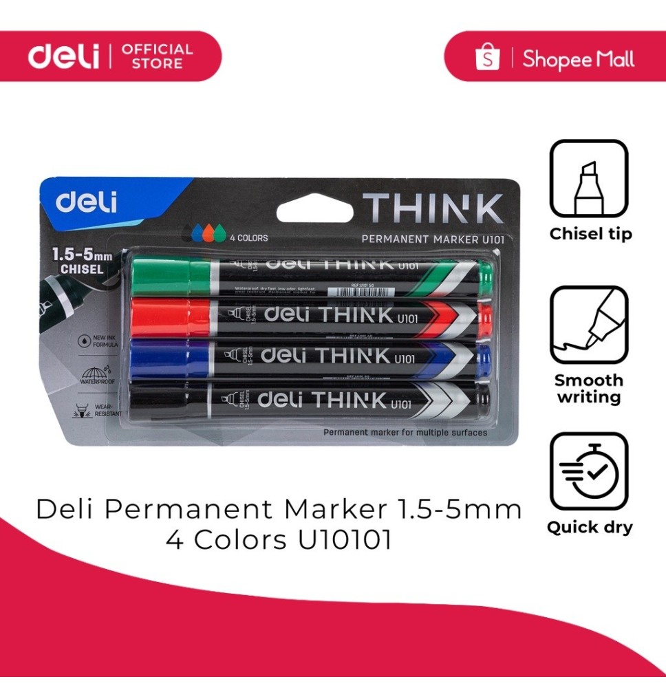 Deli Permanent Makers 5Mm 4Pc 1Pck