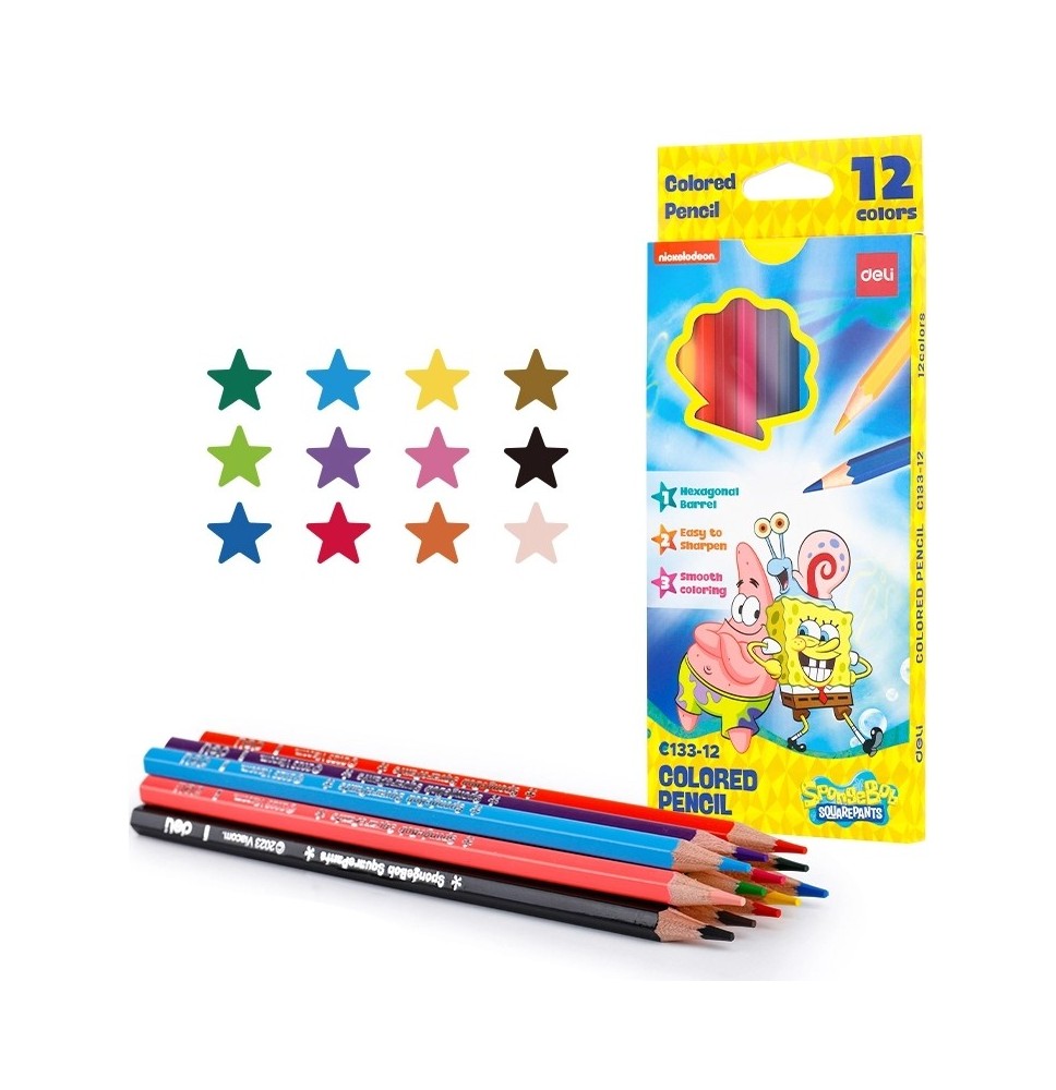 Deli SpongBob Color Pencil 12Pc 1Pck
