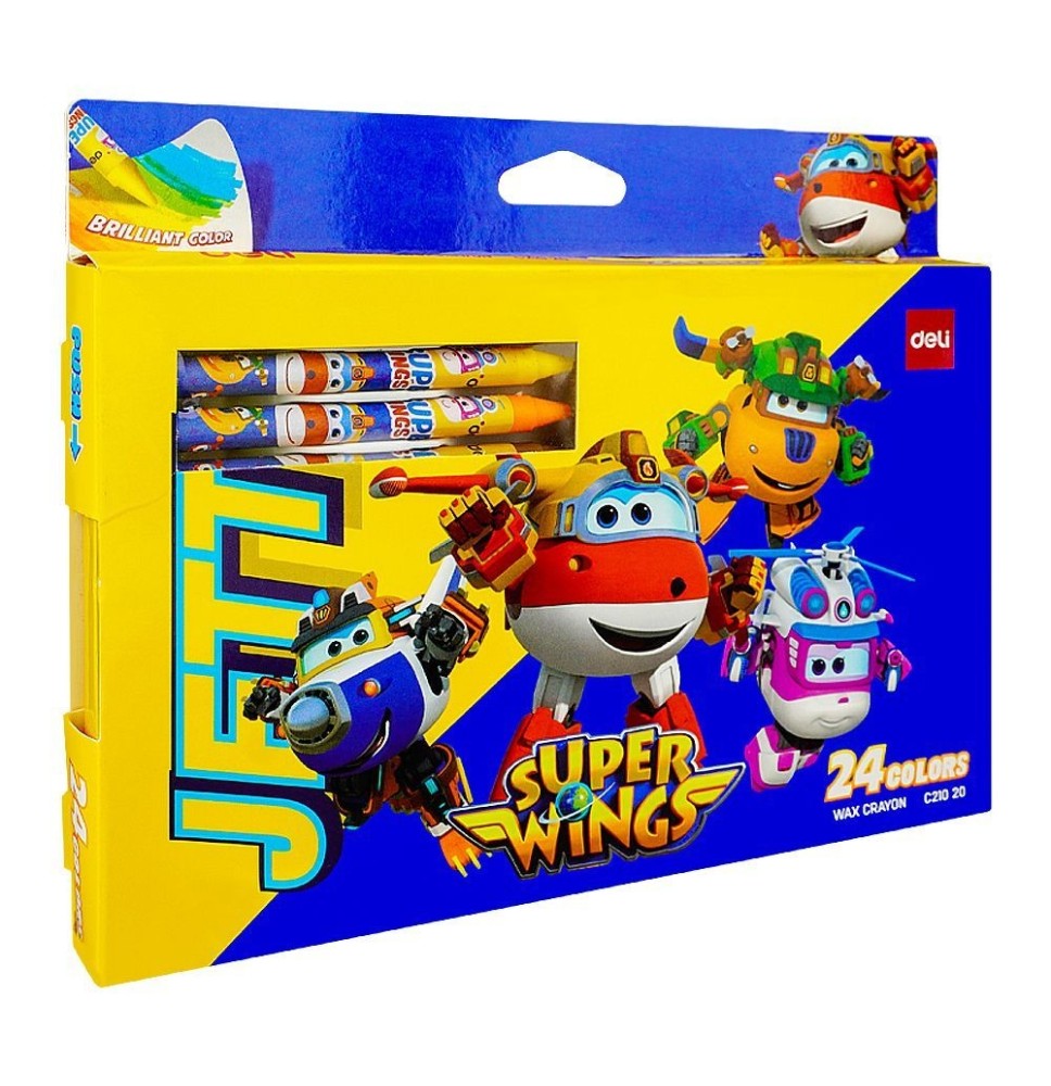 Deli Super Wings Wax Crayons 24 Colors 1Pck