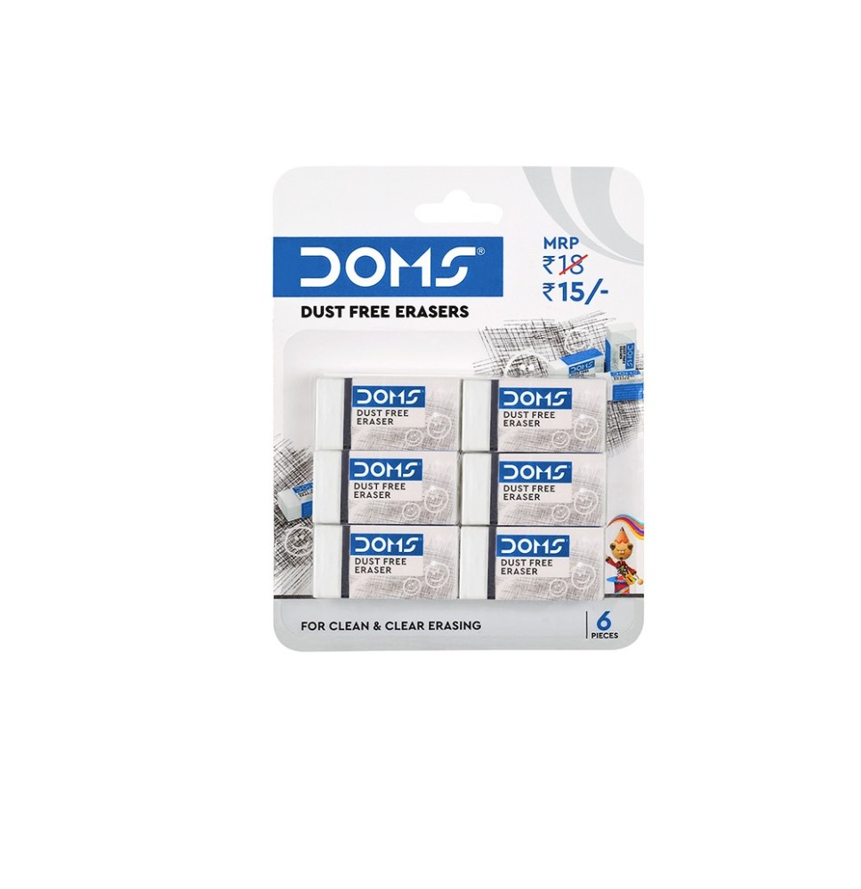 Doms Dust Free Erasers 6Pc 1Pck