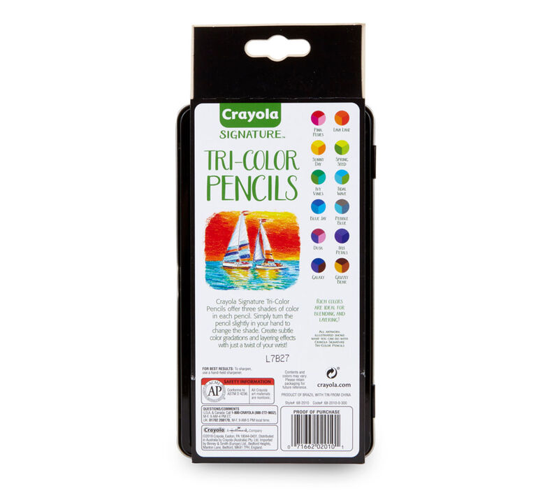 Crayola Signature,12 Ct. Tri-Color Pencils W/Tin