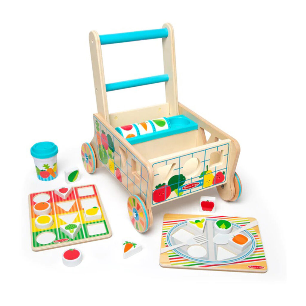 Melissa & Doug Wooden Shape Sorting Grocery Cart