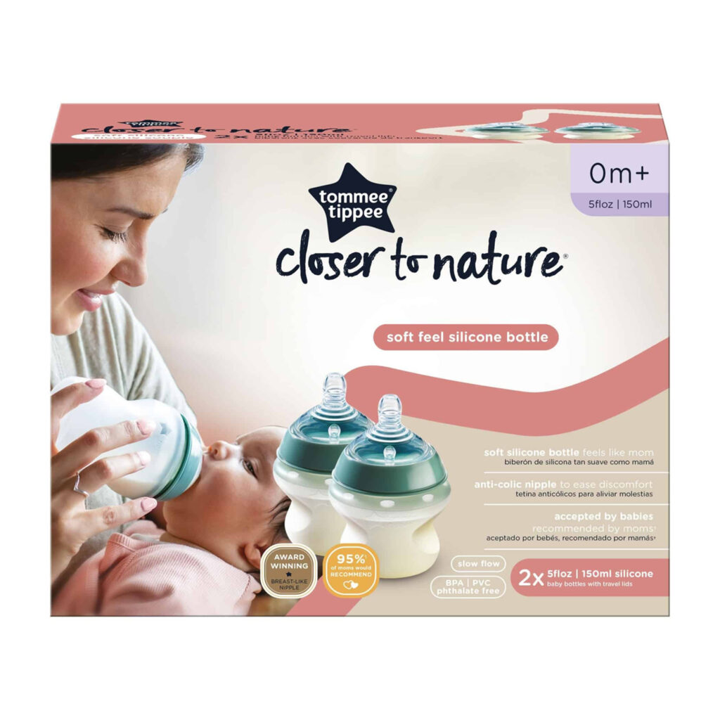 Tommee Tippee Closer To Nature Silicone Baby Bottle - 5Oz, Pack Of 2