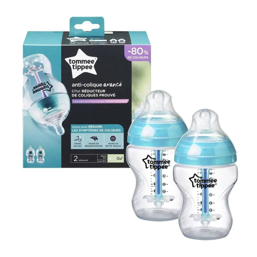 Tommee Tippee Advanced Anti-Colic Feeding Bottle, 260Ml X2 - Blue