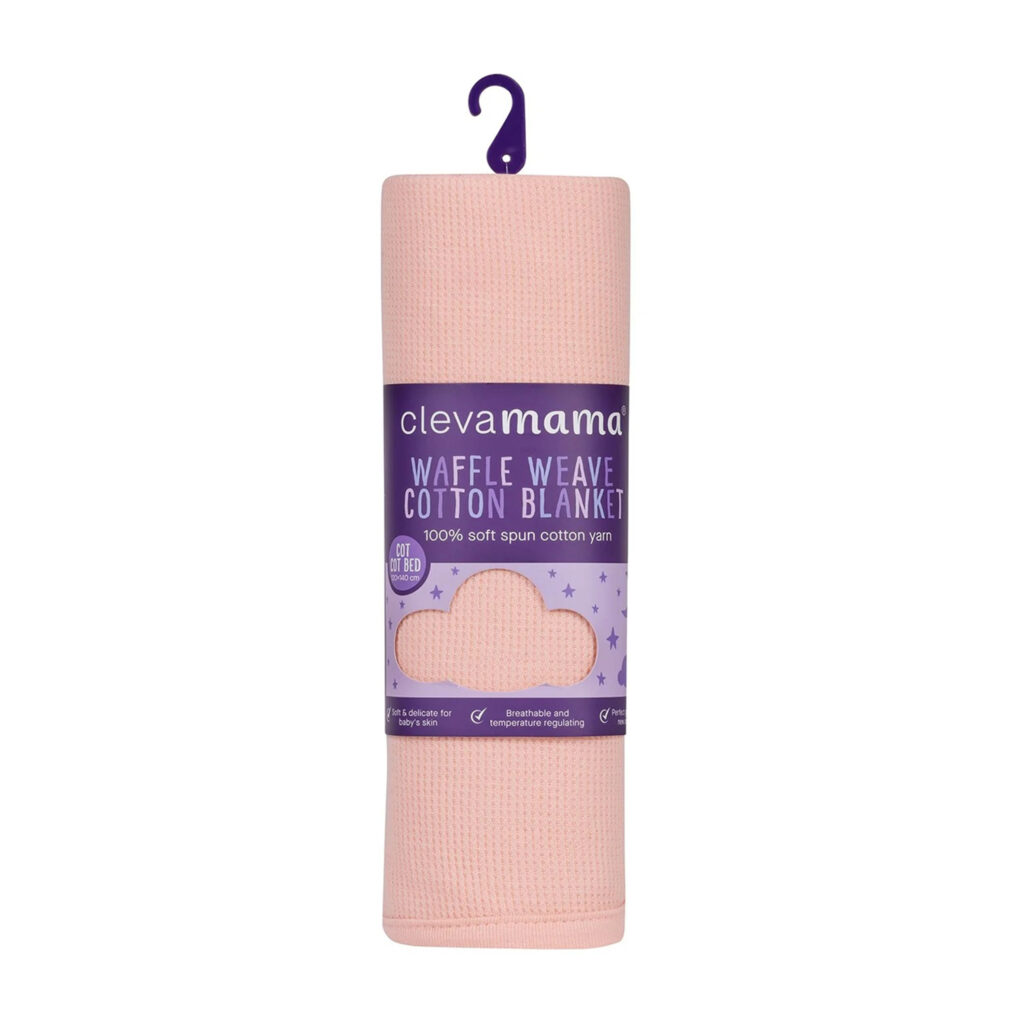 Clevamama Waffle Weave Cotton Blanket Crib/Moses Basket 70 X 90 Cm - Coral