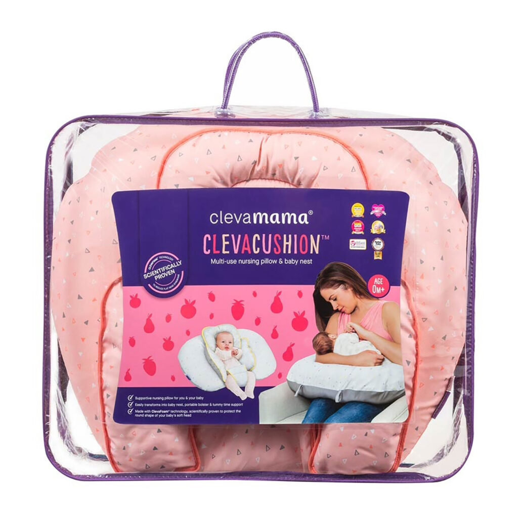 Clevamama Cleva Cushion Nursing Pillow & Baby Nest - Coral