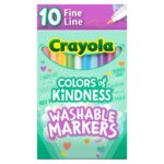 Crayola 10 Ct Washable Colors Of Kindness Markers, Fine Line